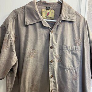 Vintage Men's XL Grateful Dead Hawaiian Shirt David Carey Button Down Gray